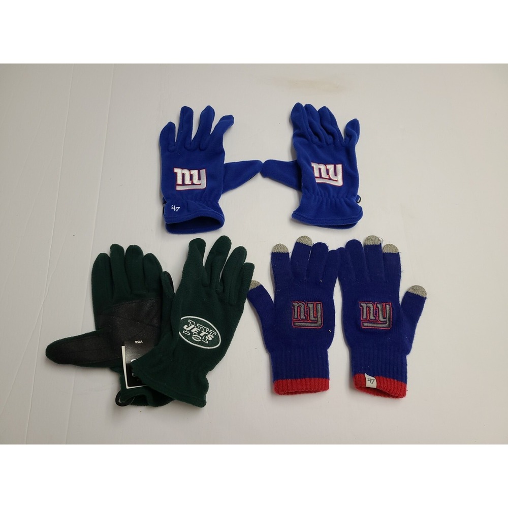 Lot New York Giants & Jets (New) NFL Apparel Unisex Adult Knit Winter Gloves S/M